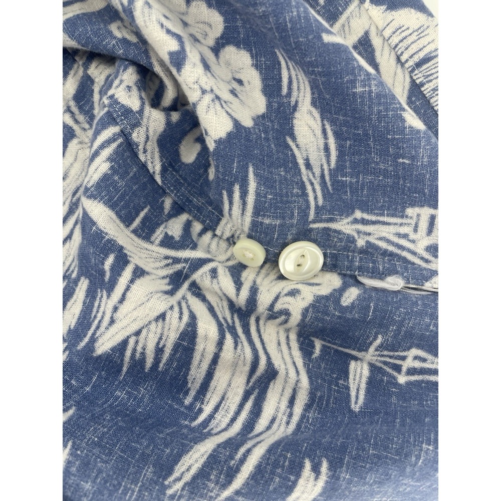 Polo Ralph Lauren Blue Hawaiian Shirt Men Medium Classic Fit Palm Floral Beach - Picture 8 of 8